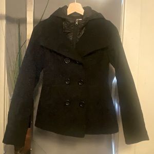 Womens Hooded Pea Coat XXS